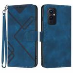 For OnePlus 9 Line Pattern Skin Feel Leather Phone Case(Royal Blue)