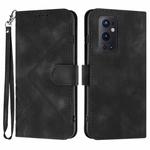 For OnePlus 9 Pro Line Pattern Skin Feel Leather Phone Case(Black)