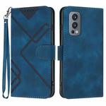 For OnePlus Nord 2 5G Line Pattern Skin Feel Leather Phone Case(Royal Blue)