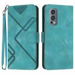 For OnePlus Nord 2 5G Line Pattern Skin Feel Leather Phone Case(Light Blue)