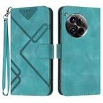 For OnePlus 12 Line Pattern Skin Feel Leather Phone Case(Light Blue)