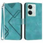 For OnePlus Ace 2V Line Pattern Skin Feel Leather Phone Case(Light Blue)