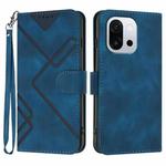 For OnePlus 13T Line Pattern Skin Feel Leather Phone Case(Royal Blue)