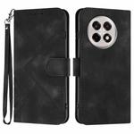 For OnePlus Ace 5 / 13R Global Line Pattern Skin Feel Leather Phone Case(Black)