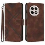 For OnePlus Ace 5 / 13R Global Line Pattern Skin Feel Leather Phone Case(Coffee)