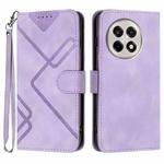 For OnePlus Ace 5 / 13R Global Line Pattern Skin Feel Leather Phone Case(Light Purple)