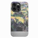 For iPhone 14 Pro Max Oil Painting Electroplating Leather Phone Case(Mountain Village)