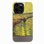 For iPhone 14 Pro Oil Painting Electroplating Leather Phone Case(Sunset)