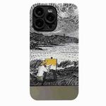 For iPhone 14 Oil Painting Electroplating Leather Phone Case(Black and White Starry Sky)
