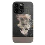 For iPhone 14 Oil Painting Electroplating Leather Phone Case(Blurry Portrait)