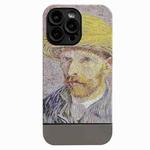 For iPhone 14 Oil Painting Electroplating Leather Phone Case(Self-portrait)