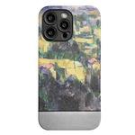 For iPhone 13 Oil Painting Electroplating Leather Phone Case(Mountain Village)
