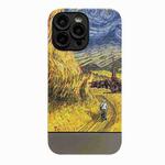 For iPhone 12 Oil Painting Electroplating Leather Phone Case(Go Home Wheat Field)