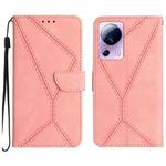 For Xiaomi 13 Lite Stitching Embossed Leather Phone Case(Pink)