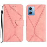 For Xiaomi Redmi Note 12 5G Stitching Embossed Leather Phone Case(Pink)