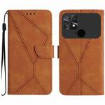 For Xiaomi POCO C40 Stitching Embossed Leather Phone Case(Brown)
