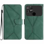 For Xiaomi POCO C40 Stitching Embossed Leather Phone Case(Green)