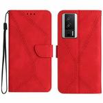 For Xiaomi POCO F5 Pro 5G Stitching Embossed Leather Phone Case(Red)