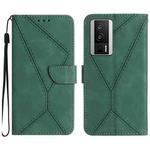 For Xiaomi POCO F5 Pro 5G Stitching Embossed Leather Phone Case(Green)