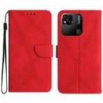 For Xiaomi Redmi 10A Stitching Embossed Leather Phone Case(Red)