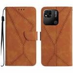 For Xiaomi Redmi 10A Stitching Embossed Leather Phone Case(Brown)