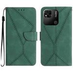 For Xiaomi Redmi 10A Stitching Embossed Leather Phone Case(Green)