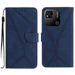 For Xiaomi Redmi 10A Stitching Embossed Leather Phone Case(Blue)