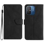 For Xiaomi Redmi 11A Stitching Embossed Leather Phone Case(Black)