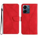 For Xiaomi Redmi 13C 4G Stitching Embossed Leather Phone Case(Red)