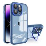For iPhone 14 Plus Invisible Lens Bracket Matte Transparent Phone Case(Royal Blue)