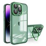 For iPhone 14 Pro Max Invisible Lens Bracket Matte Transparent Phone Case(Dark Green)