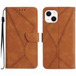 For iPhone 14 Stitching Embossed Leather Phone Case(Brown)