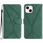 For iPhone 14 Stitching Embossed Leather Phone Case(Green)