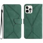 For iPhone 14 Pro Stitching Embossed Leather Phone Case(Green)