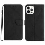 For iPhone 14 Pro Stitching Embossed Leather Phone Case(Black)