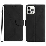 For iPhone 14 Pro Max Stitching Embossed Leather Phone Case(Black)