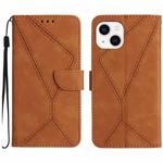 For iPhone 13 Stitching Embossed Leather Phone Case(Brown)