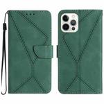 For iPhone 13 Pro Max Stitching Embossed Leather Phone Case(Green)