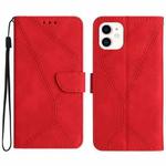 For iPhone 11 Stitching Embossed Leather Phone Case(Red)