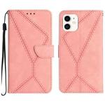 For iPhone 11 Stitching Embossed Leather Phone Case(Pink)