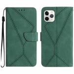 For iPhone 11 Pro Stitching Embossed Leather Phone Case(Green)