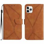 For iPhone 11 Pro Max Stitching Embossed Leather Phone Case(Brown)