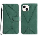 For iPhone 14 Plus Stitching Embossed Leather Phone Case(Green)