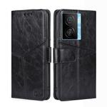 For vivo iQOO Z7x Geometric Stitching Leather Phone Case(Black)