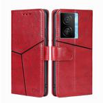 For vivo iQOO Z7x Geometric Stitching Leather Phone Case(Red)