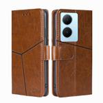 For vivo Y78 Plus 5G Geometric Stitching Leather Phone Case(Light Brown)