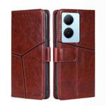 For vivo Y78 Plus 5G Geometric Stitching Leather Phone Case(Dark Brown)