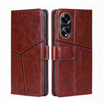 For OPPO A1 5G Geometric Stitching Leather Phone Case(Dark Brown)