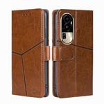 For OPPO Reno10 Pro 5G Geometric Stitching Leather Phone Case(Light Brown)