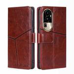 For OPPO Reno10 Pro 5G Geometric Stitching Leather Phone Case(Dark Brown)